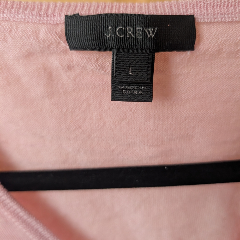 J. Crew Soft Pink V-Neck Sweater with Tie - Picture 2 of 5